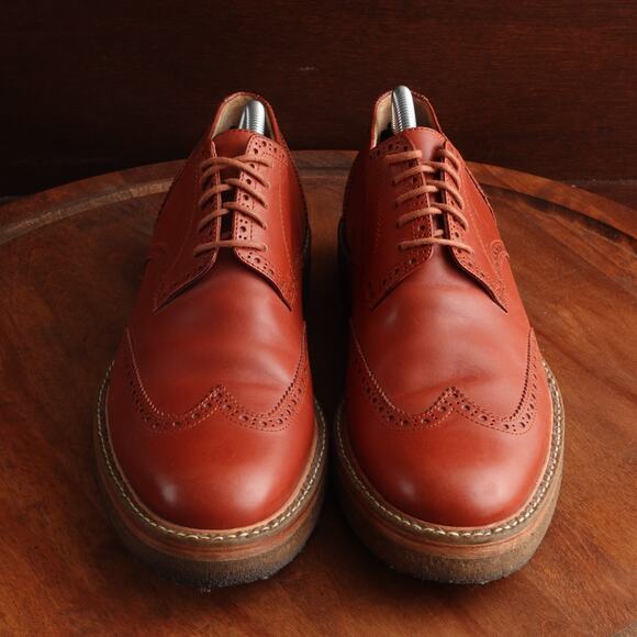 Dries Van Noten Oxfords Mens SZ EU 42.5 US 9.5 Brown Leather Wingtip Dress Shoes - Picture 3 of 16